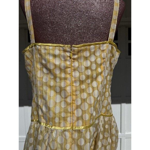 Vintage Robbie Bee Fit and Flare Polka Dot Yellow & White Midi Dress Zipper Sz14 - Picture 7 of 12